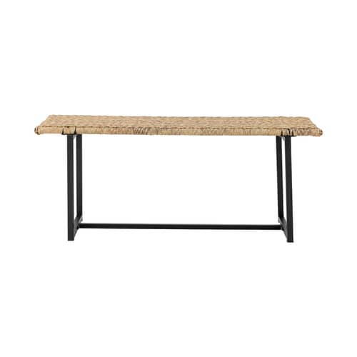 Banc Adilly / L 114 cm - Bloomingville - Naturel / Noir - Fer thermolaqué, Polyrotin