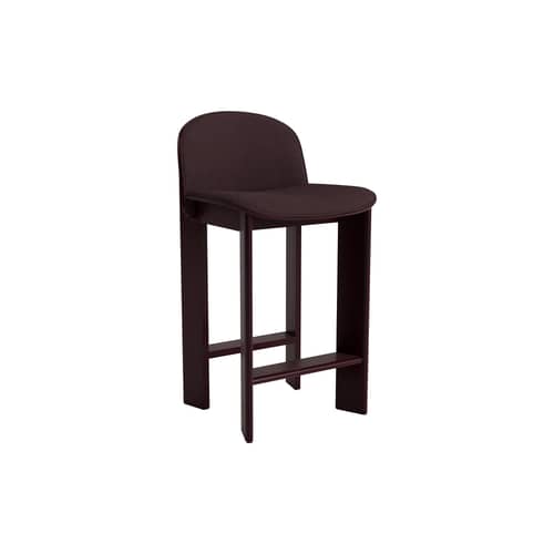 Chisel 35 Low Bar chair textile brown / Height: 65 cm - Fabric upholstery - Hay - Chocolate-colored fabric (Remix 373) / Dark burgundy - Fabric, Foam, Lacquered Beech Veneer