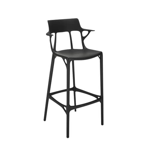 Barhocker A.I plastikmaterial schwarz / 75 cm - Von künstlicher Intelligenz entworfen - Recycelt - Kartell - Schwarz - Recyceltes thermoplast. Technopolymer