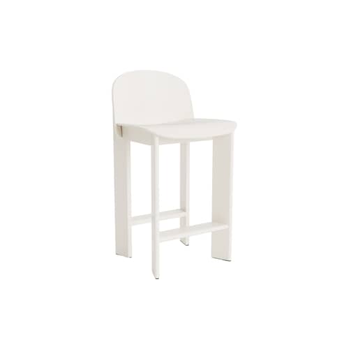 Chaise de bar Chisel 35 Low bois blanc / H 65 cm - Hay - Blanc crème - Placage de hêtre laqué