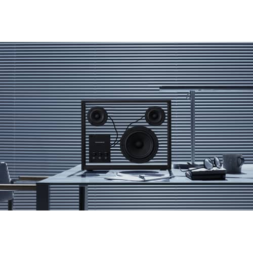 Enceinte Large verre noir transparent / L 42 x H 33 cm - Verre trempé - Transparent Speaker - Noir / Transparent - Aluminium, Verre trempé