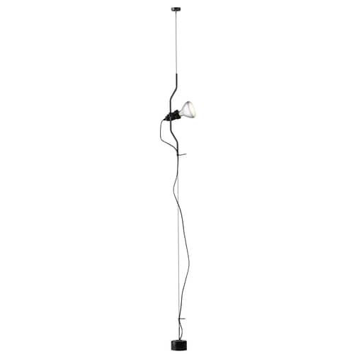 Parentesi Floor lamp metal black / Mains connection - 1971 reissue - Flos - Black - Elastomer, Steel