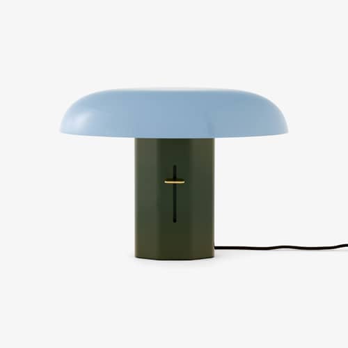 Lampada da tavolo Montera JH42 metallo verde / L 45 x H 33 cm - &tradition - Verde bosco/Azzurro cielo - alluminio verniciato, Ottone
