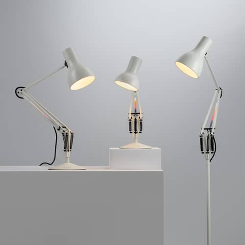 Lampe de table Type 75 métal blanc / By Paul Smith - Edition n°6 / Réédition 1930\' - Anglepoise - Blanc / Bande multicolore - Aluminium