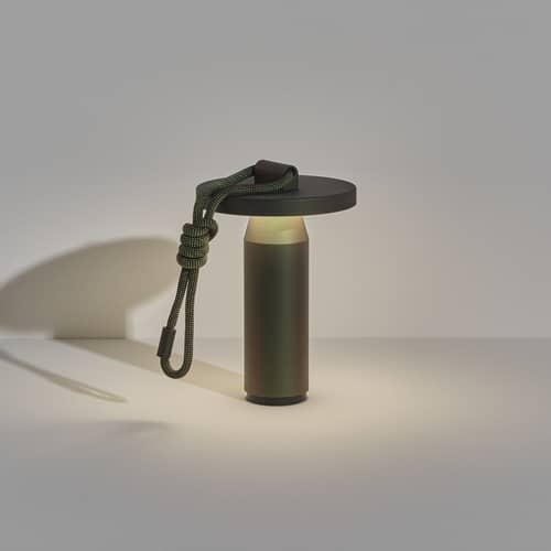 Lampe extérieur sans fil rechargeable Quasar LED métal vert / H 26 cm / Seconde vie - Petite Friture - Vert - Aluminium anodisé, Polyester