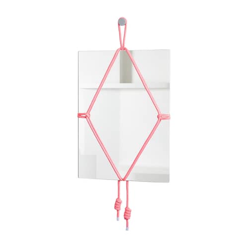 Miroir mural Shibari Rectangle verre rose / L 50,5 x H 69 cm - Moustache - Rose - Corde, Hêtre, Verre