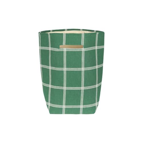 Panier Vibes tissu vert / H 56 cm - NOBODINOZ - Vert & blanc / Grande gille - Coton biologique, Polyester