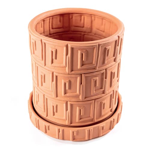 Pot de fleurs Magna Graecia - Greca / Greca - Avec soucoupe / Ø 30 x H 39 cm - Terre cuite - Seletti - Terracotta - Terre cuite