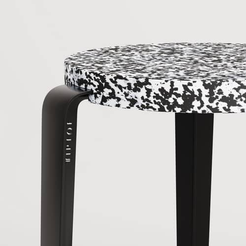 Lou Stackable stool metal black / Recycled plastic Macchiato - H 45 cm - TIPTOE - Graphit black / Speckled black - Powder coated steel, Recycled plastic