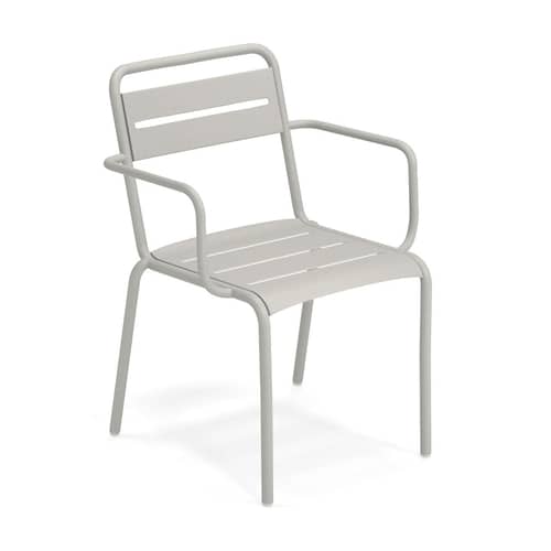 Stapelbarer Sessel Star metall grau / Aluminium - Emu - Zementgrau - Aluminium