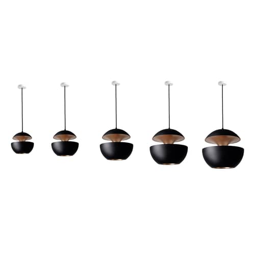 Suspension Here Comes The Sun métal noir / Ø 35 cm - Réédition 1970 / Seconde vie - DCW éditions - Noir / intérieur cuivre - Aluminium, Textile