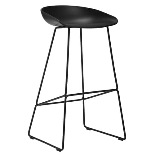 Tabouret de bar About a stool AAS 38 métal plastique noir / H 75 cm - Piètement luge acier - Hay - Noir - Acier, Polypropylène