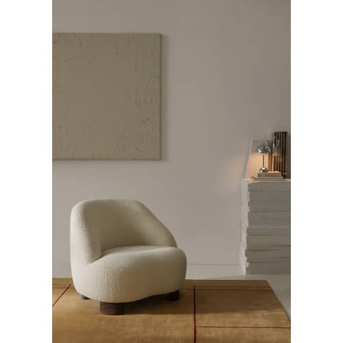 Tapis Cruise AP11  marron beige / 240 x 240 cm - Tissé main - &tradition - Marron doré / Lignes rouges - Laine, Soie de bambou, Viscose