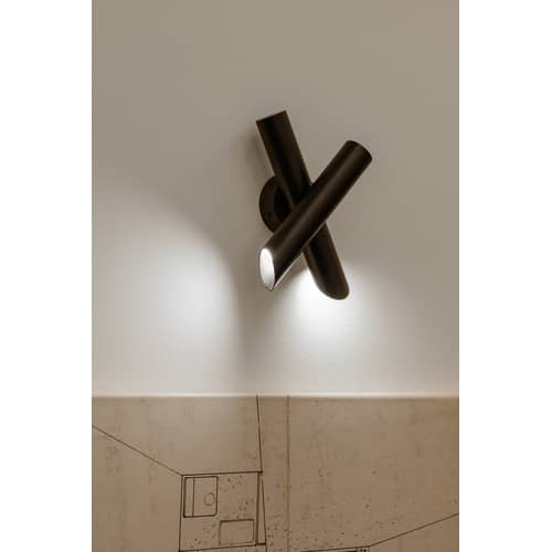 Wandleuchte Tubes 2 metall schwarz / LED / verstellbar - Nemo - Schwarz - extrudiertes Aluminium