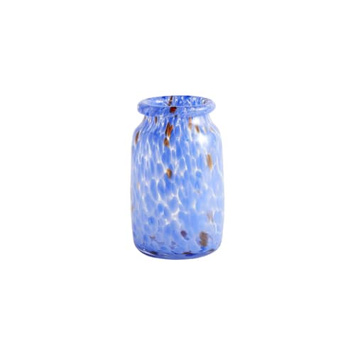 Splash Roll Neck Medium Vase glass blue / Ø 14.5 x H 22.5 cm - Handmade - Hay - Blue - Blown glass