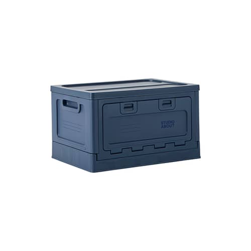 Boîte Box Medium plastique bleu / 40 x 29 x H 23,7 cm - Empilable - STUDIO ABOUT - Bleu foncé - Polypropylène