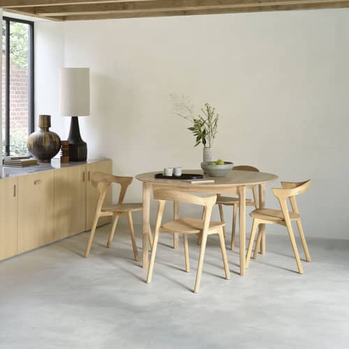 Table à rallonge Bok bois naturel / 129 à 179 cm - 4 à 6 personnes - Ethnicraft - Chêne huilé - Chêne massif huilé