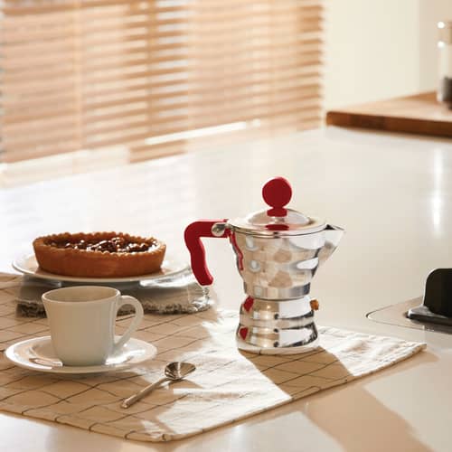 Cafetière italienne Moka métal rouge / 1 tasse - Alessi - Alu & rouge - Fonte d\'aluminium, Résine thermoplastique