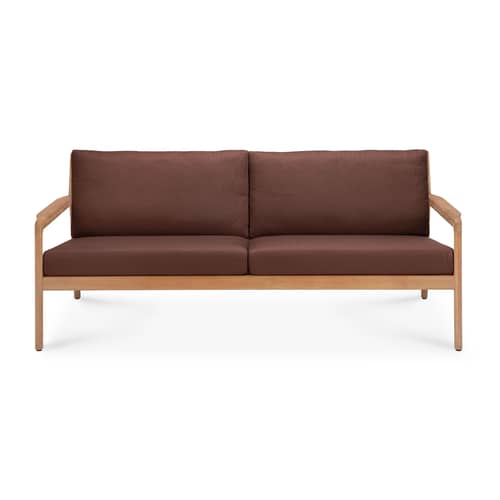 Canapé de jardin 2 places Jack Outdoor / L 180 cm - Teck - Ethnicraft - Bordeaux - Mousse, Teck massif, Tissu polypropylène