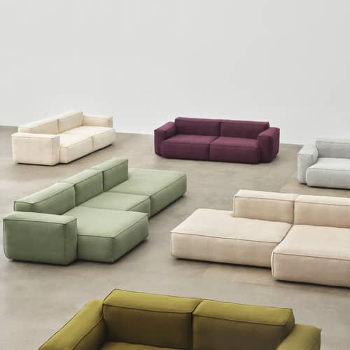 Canapé droit Mags Soft Low Armrest n°1 vert / 3 places - L 278.5 cm - Hay - Vert (tissu Steelcut 985) - Contreplaqué, Mousse polyuréthane HR, Tissu