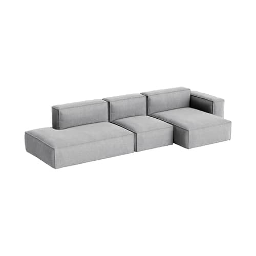 Canapé d\'angle Mags Soft Low Armrest n°4 gris / 3 places -  L 331 cm/ Accoudoir droite - Hay - Accoudoir droite / Gris (tissu Hallingdal 130) - Contreplaqué, Mousse polyuréthane HR, Tissu