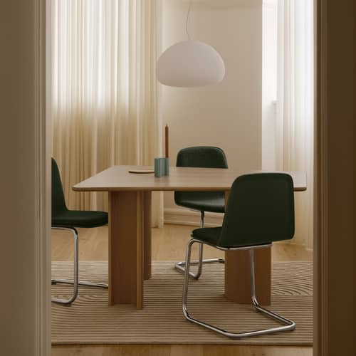 Chaise rembourrée Brink tissu vert - Muuto - Vert olive foncé - Mousse, Placage de bois certifié FSC, Tissu