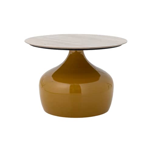 Lecco Coffee table ceramic yellow / Ø 60 x H 41 cm - Bloomingville - Curry / Beige Ceramic - Ceramic, Lacquered iron