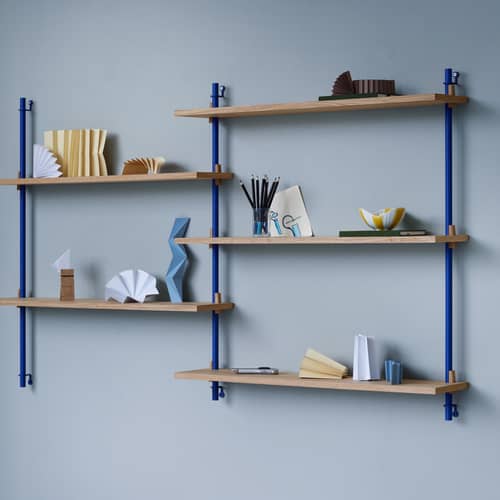 Etagère Wall Shelving – ws.85.1 / L 85 x H 85 cm x Prof. 17,5 cm - MOEBE - Chêne fumé / Blanc - Acier, MDF placage chêne