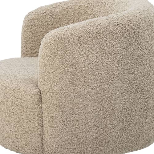 Fauteuil pivotant Bocca tissu beige / Tissu bouclé - Bloomingville - Crème (tissu bouclé) - Fer, Mousse, Pin, Tissu bouclé