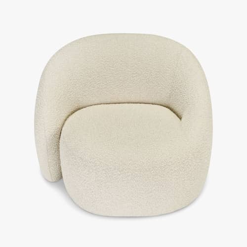 Gepolsterter Sessel Neo textil weiß - NV GALLERY - Weißer Hafer (gekräuselt) - FSC-zertifiziertes Holz, High Density-Schaum, Schlingenpol