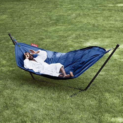 Hamac avec support Headdemock bleu / Polyester - Fatboy - Bleu foncé - Acier, Mousse, Tissu polyester