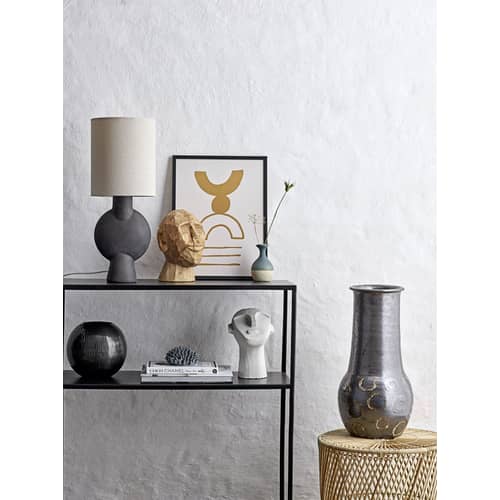 Lampe de table    / Lin & terre cuite - H 54 - Bloomingville - Ecru / Marron - Fer, Lin, Terre cuite
