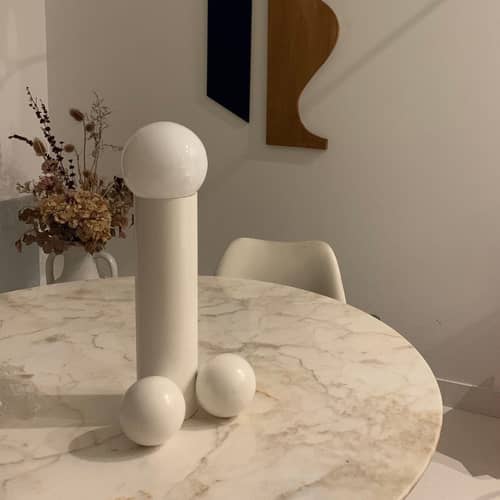 Lampe de table Phallus métal blanc / H 45 cm / Seconde vie - Axel Chay - Blanc - Acier laqué, Verre