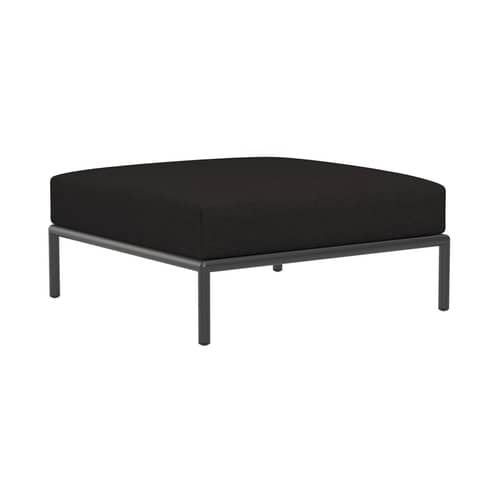 Pouf d\'extérieur Level 2 / 81 x 81 cm - Houe - Charbon (Tissu Heritage) - Acier thermolaqué, Mousse polyuréthane, Tissu Sunbrella Heritage