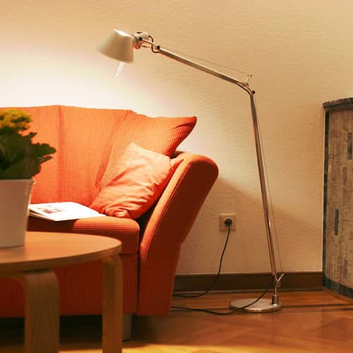 Lampadaire Tolomeo métal / H 167 cm - Orientable - Artemide - Aluminium - Aluminium anodisé, Aluminium poli
