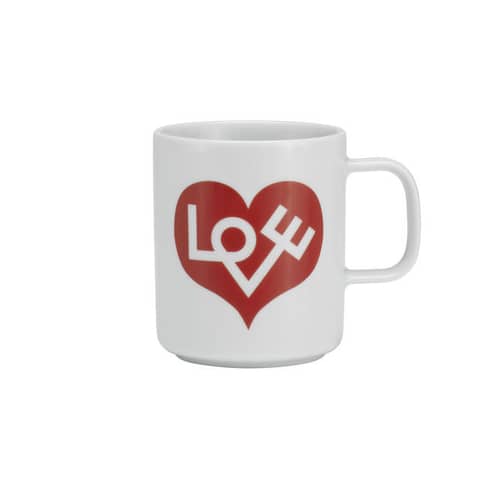Mug Love Heart céramique rouge / Motif by Alexander Girard (1971) - Vitra - Rouge - Porcelaine