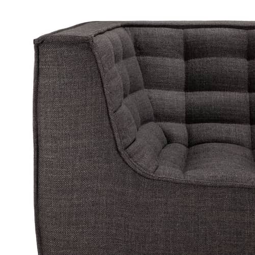 Divano 2 posti N701 tessuto grigio / L 205 cm - Ethnicraft - Grigio scuro (tessuto standard) - Legno, Schiuma PU ad alta densità, Tessuto