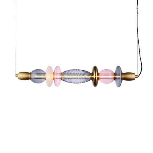 Pendelleuchte Léonor Horizontal glas grau / L 82 cm - ELEMENTS LIGHTING - Rauch / Rosa / Gold - Aluminium, Glas
