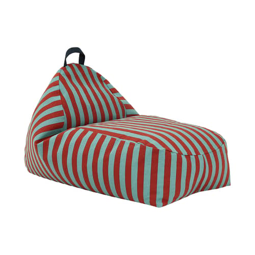 Pouf bambini Bliss tessuto rosso - NOBODINOZ - Rosso e Verde acqua / Strisce - Cotone biologico, Polistirolo espanso