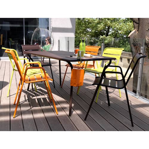 rechteckiger Tisch Monceau metall grün grau / 146 x 80 cm - für 6 Personen - Fermob - Rosmarin - bemalter Stahl