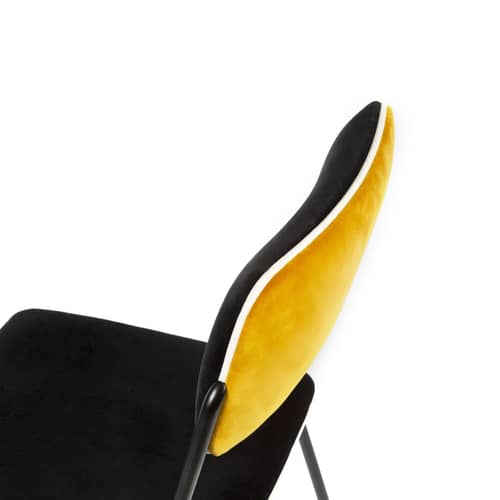 Sedia imbottita Double jeu tessuto giallo nero / Velluto - Maison Sarah Lavoine - Ocra / Nero - Acciaio laccato, Espanso, Legno, Velluto