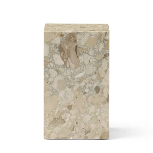 Table d\'appoint Plinth Tall / Pierre - 30 x 30 x H 51 cm - Menu - Pierre Kunis Breccia (beige) - Bois d\'acacia, Pierre Kunis Breccia