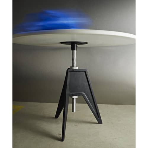 Table à hauteur réglable Screw marbre blanc noir / Ø 60 cm - H 55/84,5 cm - Tom Dixon - Ø 60 cm - Noir / blanc - Aluminium, Fonte, Marbre