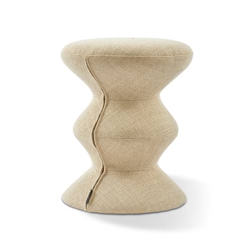 Tabouret rembourré Zig Zag Soft tissu beige - POLSPOTTEN - Beige - Bois, Mousse, Tissu