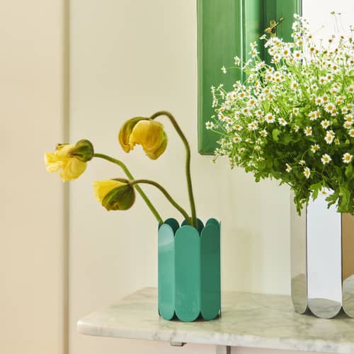 Vase Arcs Small métal vert / Ø 13 x H 18 cm - Hay - Vert - Acier inoxydable