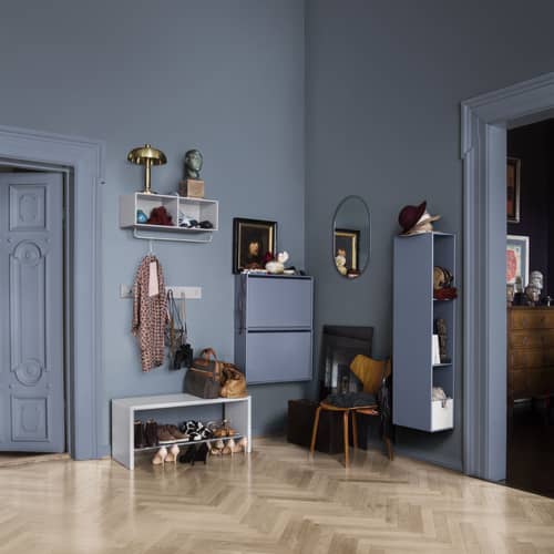 Banc Montsk bois vert / Rangement chaussures - L 100 cm - MONTANA - Parsley 152 - Acier, MDF laqué