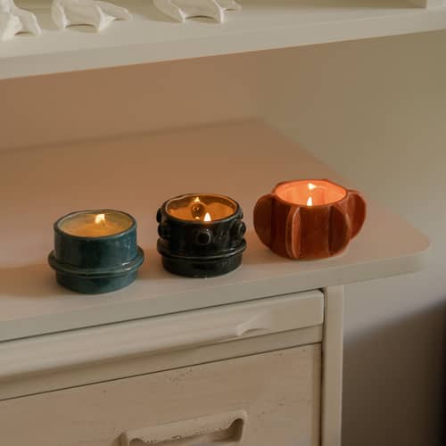 Molly Candle holder ceramic multicoloured / Set of 3 - Serax - Multicoulered - Enamelled sandstone