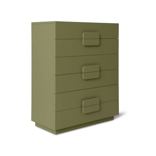 Comò Spacious legno verde / L 80 x P 40,5 x H 98 cm - HK LIVING - Verde cachi - Legno laccato
