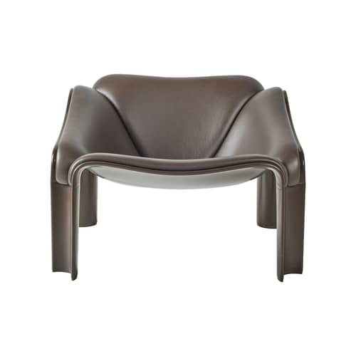 Fauteuil rembourré F300 cuir marron / Pierre Paulin, réédition 1966 - Gubi - Cuir Coffee / Marron - Cuir, HiREK, Mousse