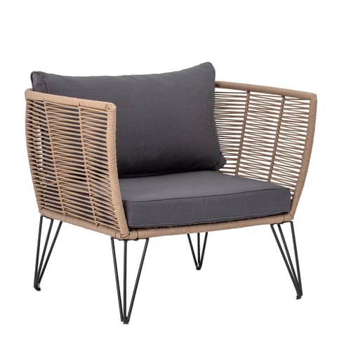 Fauteuil rembourré Mundo / Fils PVC - Bloomingville - Taupe / Tissu gris foncé - Acier laqué, Tissu polyester